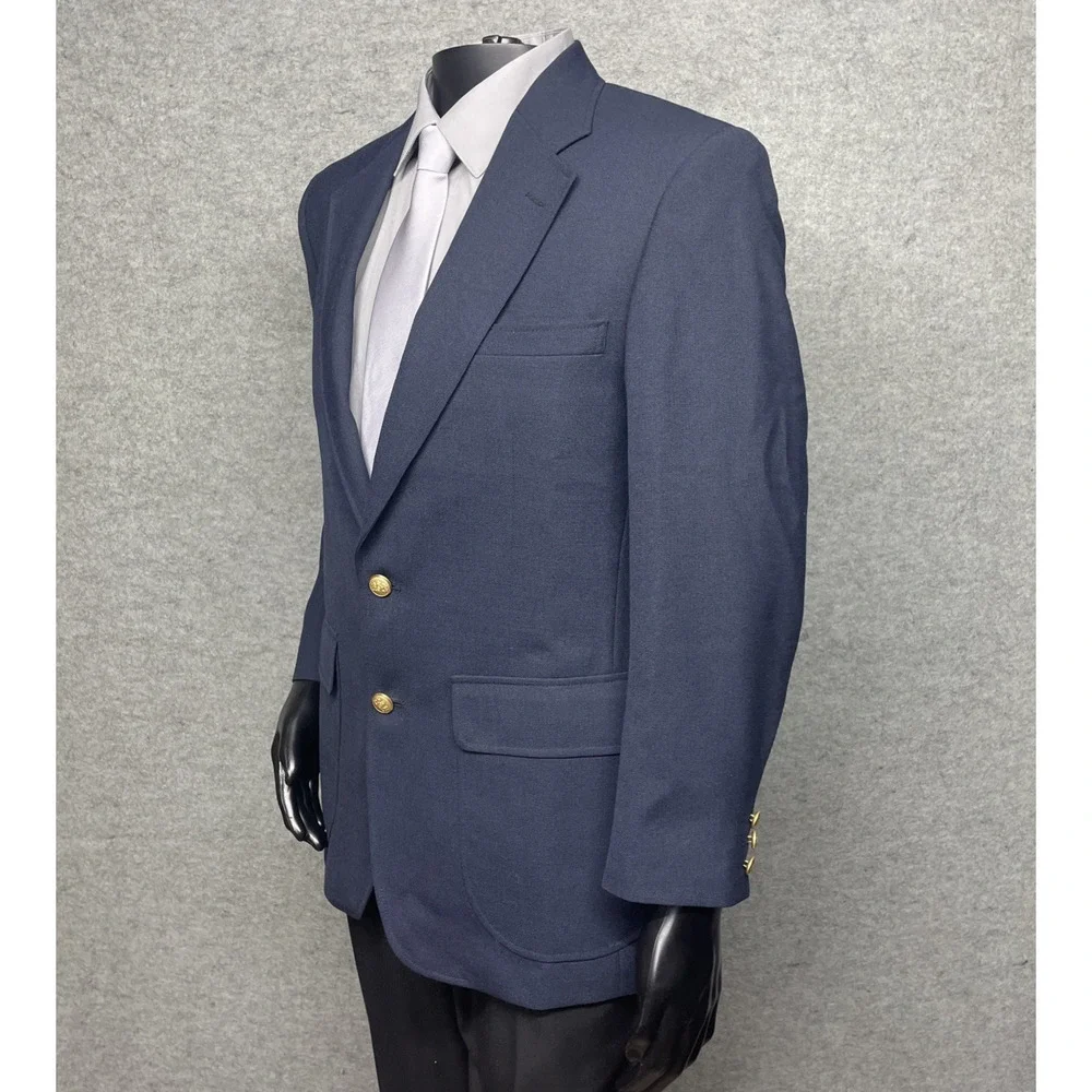 Vtg Stafford Mens 40R Navy Blazer Gold Buttons USA Tailored Sport Coat‎ Classic